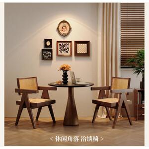 迪跃邦实木餐椅长昌加风椅子家尔用10030476白蜡做旧诧寂靠背椅中