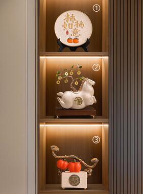 创意家居客厅酒柜装饰品小摆件轻奢现代办公室桌面玄关工艺品金马