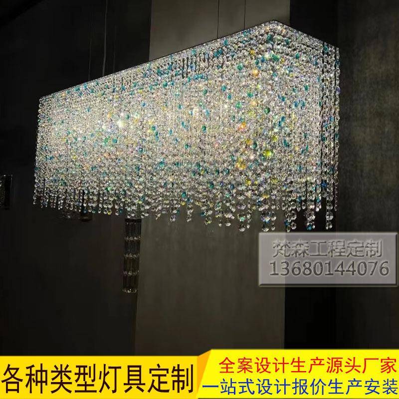 意大利水晶帘长吊灯玄关隔断轻奢餐桌吧台现代简约设计师餐厅灯具
