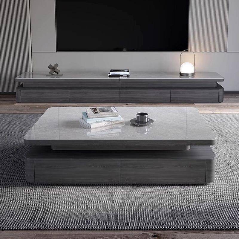Rtd2024新款意式极简轻奢岩板茶几电视柜组合现代简约小户型客厅