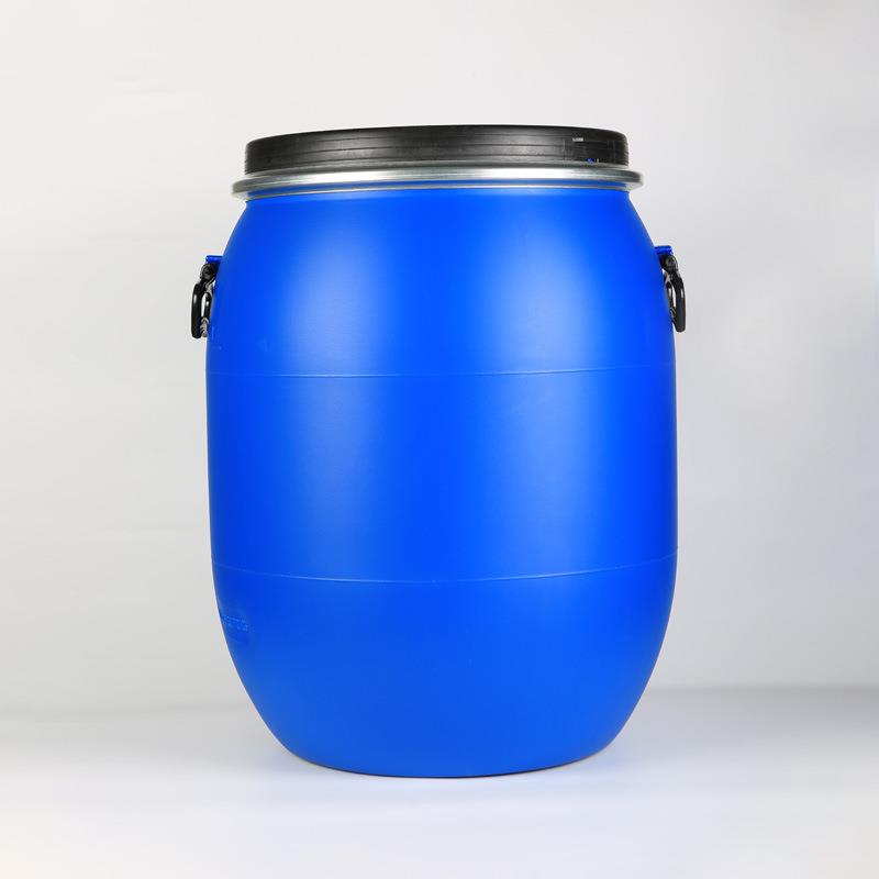 加厚100L法兰桶大开口桶塑料化桶液体涂料废液桶避光铁箍水桶UN标