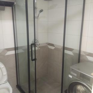 浴室干湿分离推拉门淋浴房隔断玻璃屏风极窄砖石型洗澡间简易浴房