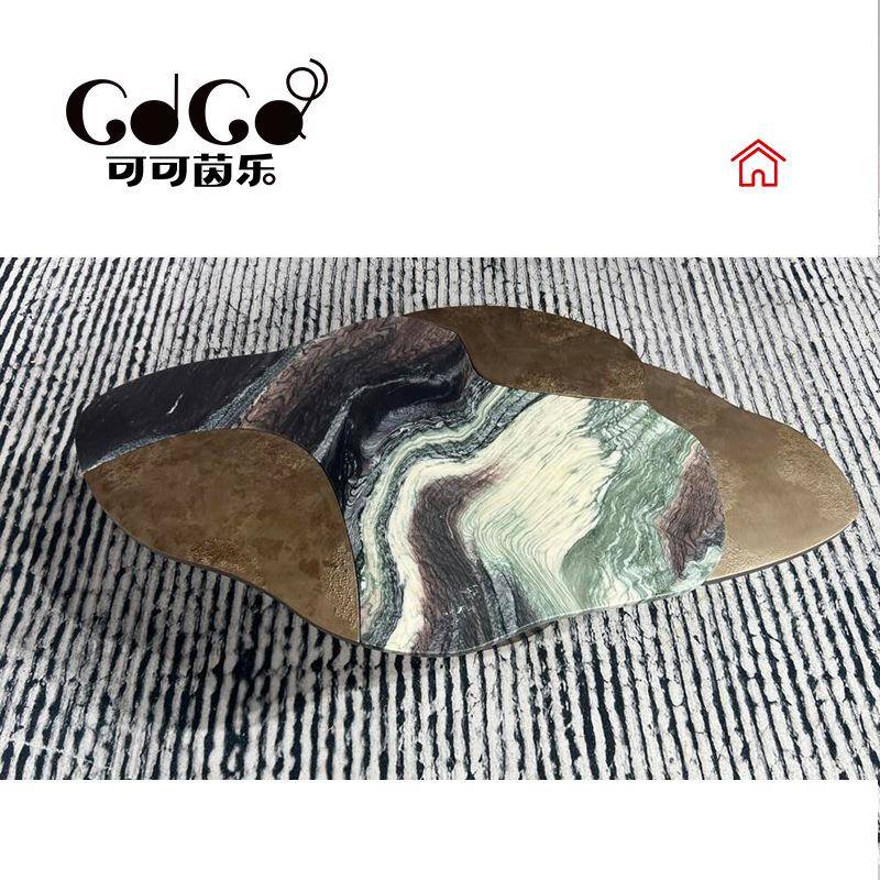 客厅沙发天几然奢石边001轻奢现代简创约石大理石极简茶几意圆奢
