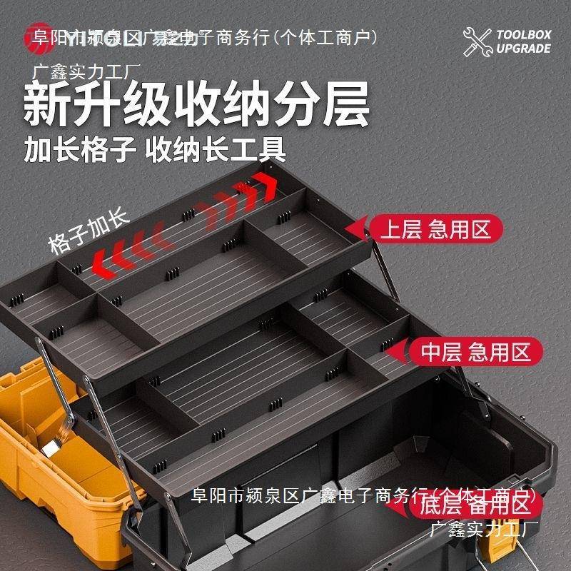 易之力工具箱三层折叠五金工具收纳箱大容量家用工业级多功能