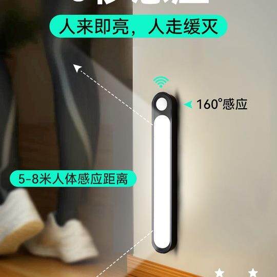 走廊感应灯免布线夜间人体自动充电款过道灯人来即亮人走即灭楼道