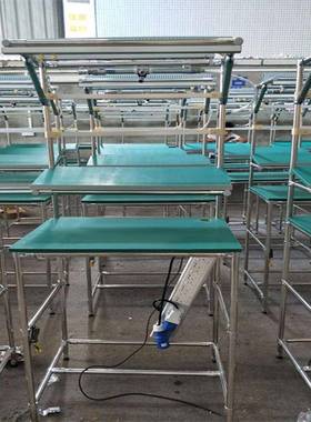 工厂车间流水线线棒管带灯操作台防静电铝合金重型精益管工作台