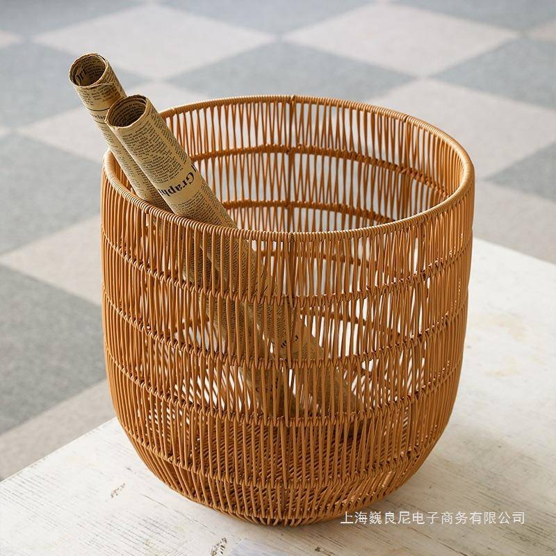 纳仿藤编提手脏桶衣圆形衣物收纳篮AL824687桶浴室塑料洗衣子收筐