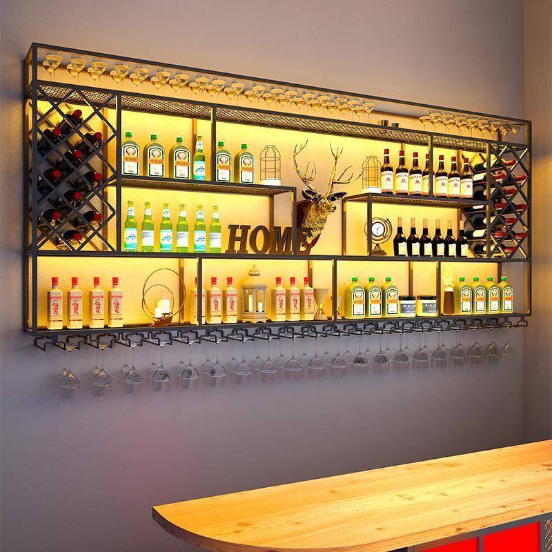壁挂式展示架吧台置物架简约餐厅菱形酒柜架子酒吧墙上酒柜红酒