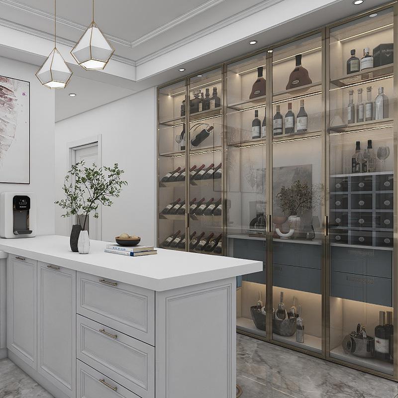 极简轻奢铝合金钢化玻璃门酒柜餐边柜客厅展示柜全屋定制工厂