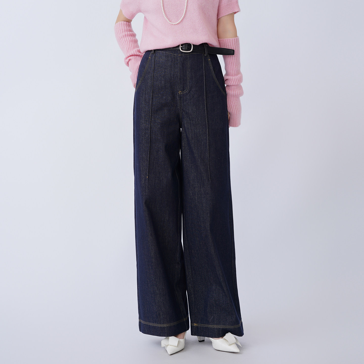 法柚牛仔裤2026春装新款时尚女小个子窄版高腰百搭直筒阔腿裤子