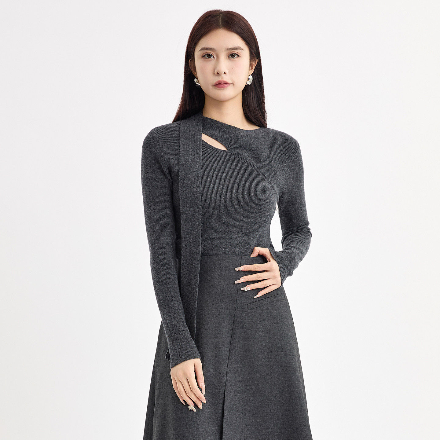 法柚设计感针织衫女2026春季飘带围脖毛衣斜领露肩打底衫内搭,女装/女士精品,毛衣,淘宝优惠券,粉丝福利购,淘宝优惠卷