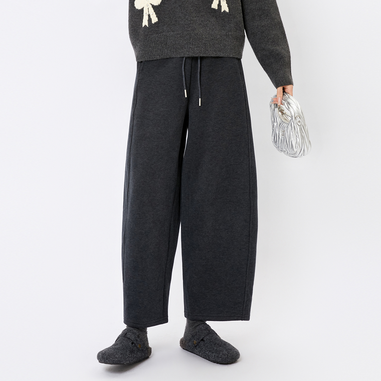 法柚休闲裤子2025冬季新款直筒加厚时尚百搭简约外穿垂感长裤子女