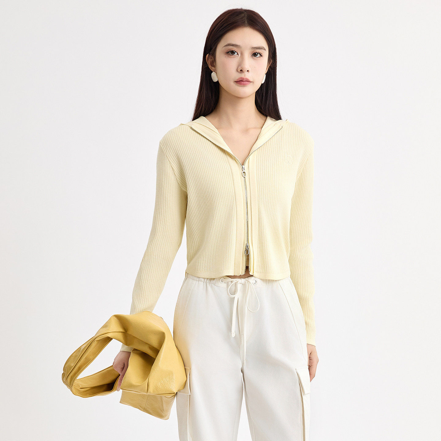 法柚双向拉链修身连帽针织开衫2026春季新款温柔风毛衣长袖外套,女装/女士精品,毛衣,淘宝优惠券,粉丝福利购,淘宝优惠卷