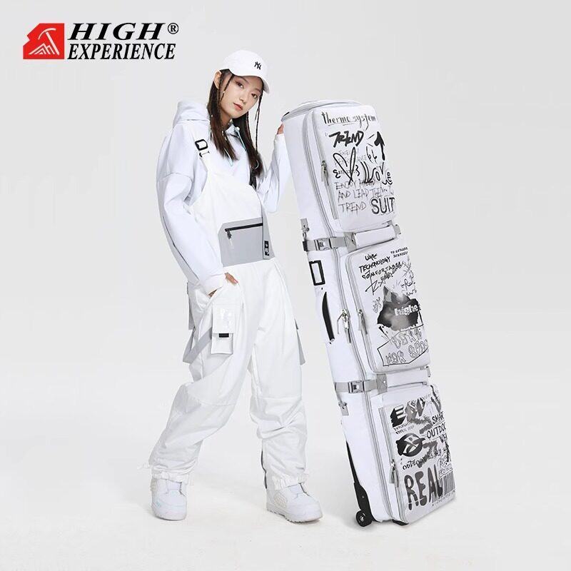 干湿分离静音滚轮可伸缩滑雪板包