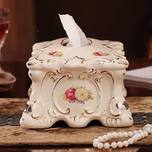 陶瓷纸巾盒家用巾厅创见详情意欧式抽纸盒客桌轻面奢茶几餐纸满减