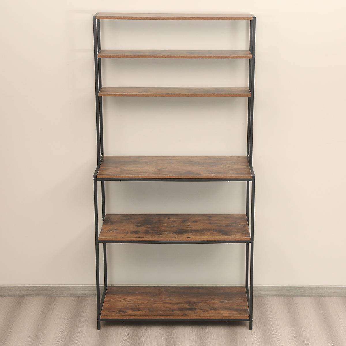 简约古现代落地多层置物架美复隔板式铁艺木书架实商用F11367展示,收纳整理,书桌收纳置物架,淘宝优惠券,粉丝福利购,淘宝优惠卷