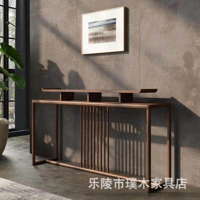 家用进门厅关入户断老37531榆木玄柜子新中式隔供桌香黑胡桃实案