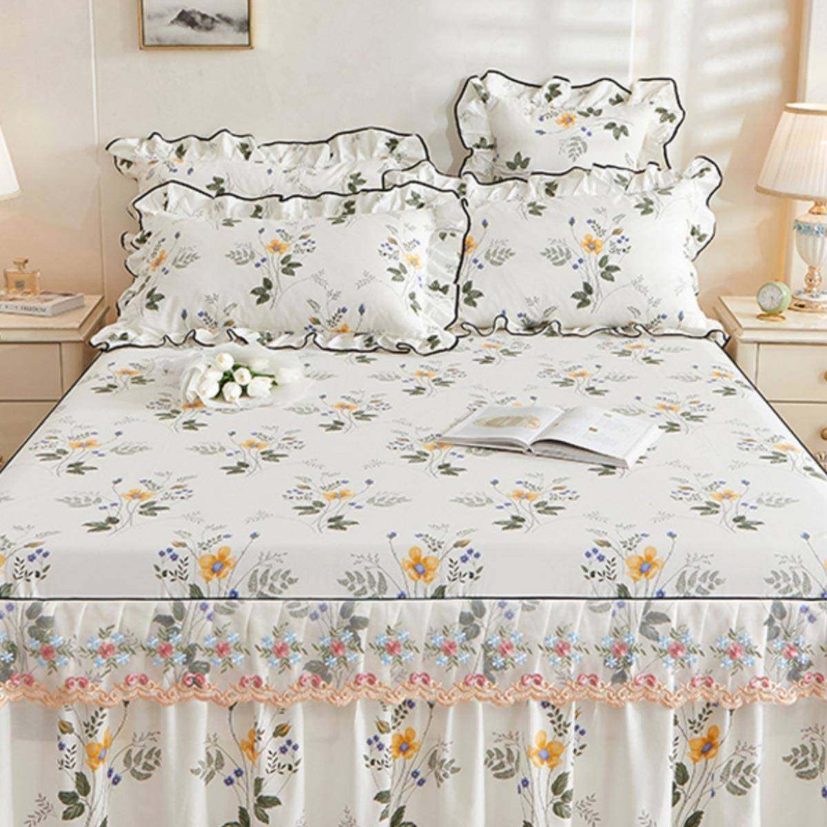 丝20套5新款床裙单件100棉床单三件套蕾边1.8床罩FS757168保护F^,床上用品,床裙,淘宝优惠券,粉丝福利购,淘宝优惠卷