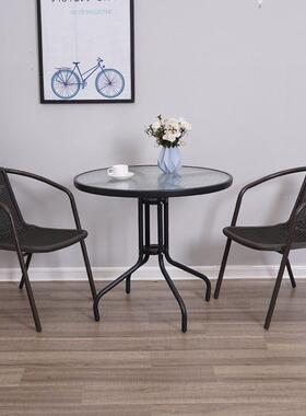 餐厅椅组合茶茶桌小32167桌户型家用简约阳台小几背靠藤椅折叠玻