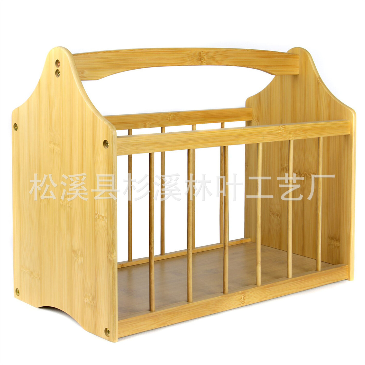竹制书报架书架摆件整理框置