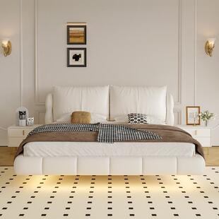 205新款 卧床悬浮WMC床现代简约皮床1.5米室床1.8米双2人床婚软包