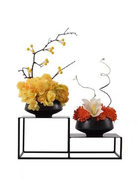 盆黑色属铁架中式景盆栽底1架座金置物摆台铁艺底座工艺品