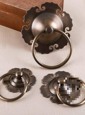 中式仿古SEF如门环大拉门复古铜意雕门钹玻璃门对装手圆形门把垒