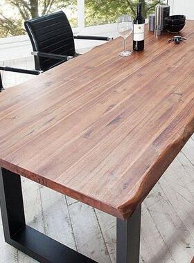 实木议桌约代办公简会桌loft洽谈桌工作台原木大板桌长ARY现条会