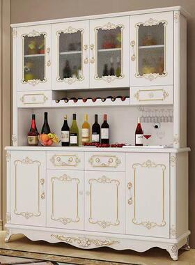 柜欧式边柜高柜一体靠墙白43375色酒厨房置物柜家用功客厅多餐能
