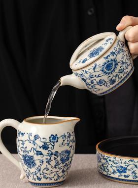 汝窑青缠花枝莲汉瓦陶瓷RLU汝茶壶泡茶用家冰裂开片瓷功夫一人用