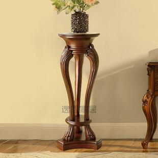 架美式实木逸恩HJ73花架欧圆形花几式复古花盆架客厅家用落地高花