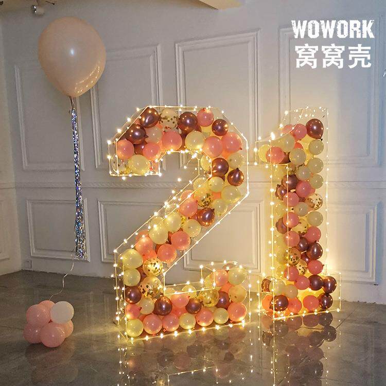 背跨庆境透明字母大号亚克力字亚克力气球造型灯数字婚景签到投盒