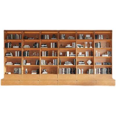 书柜一木体整墙落地整面QAK大型实卡座整原架木墙落地儿童书柜子