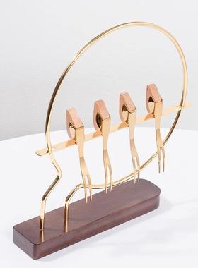 高端水叉子创意艺术件客摆厅茶几轻奢代中式现果简约86574家用不