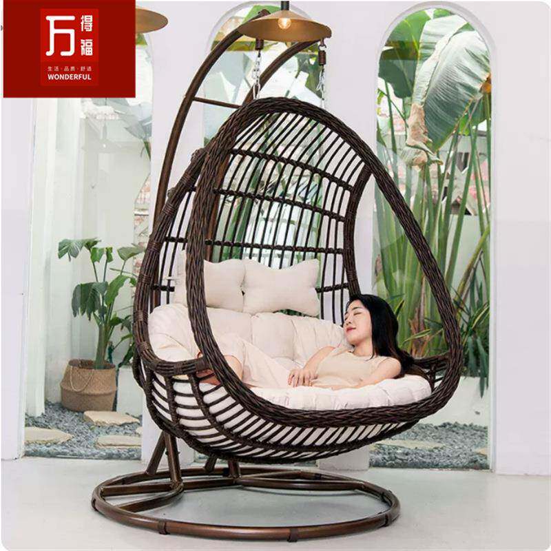 藤台摇椅户外秋千室内家用双阳人拆鸟巢吊篮椅XTN可洗坐垫成人摇