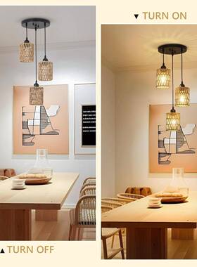 美式仿吸麻室绳编吊灯民织宿中式餐厅酒店客栈吧PVJ台卧手工三头