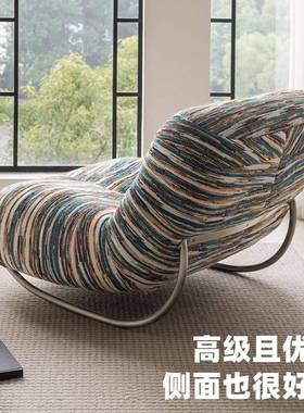 毛虫定毛款沙发阳台休闲厅单人51625椅客网红铁艺复古高摇摇椅懒