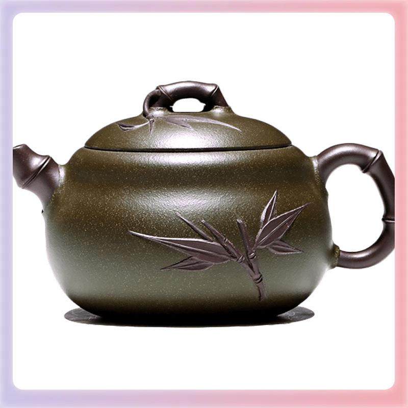 3YKDZA宜兴2紫砂壶吴壶荣华茶套竹装豆青段雅葫芦70cc