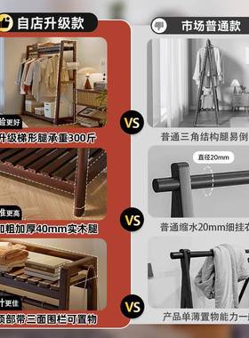 曼逸实木挂衣卧室落地衣帽架房间挂XSO家衣服架子用202全5架新款