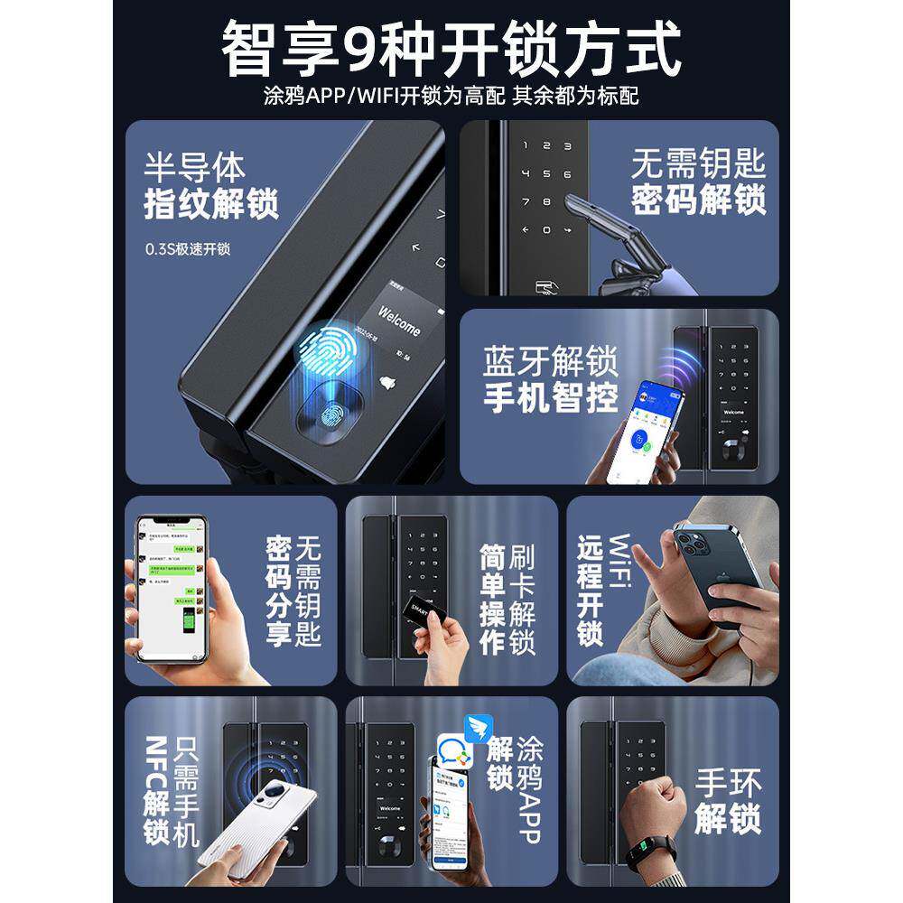 A门LIBLH-001免开孔纹办公室玻璃门密无码锁指纹锁有框框木指锁智