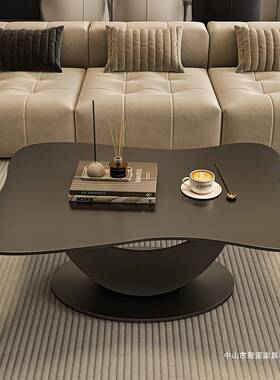 蝶奢小岩板蝴黑色茶几客厅家用轻奢现61897代异形轻不规则桌户型