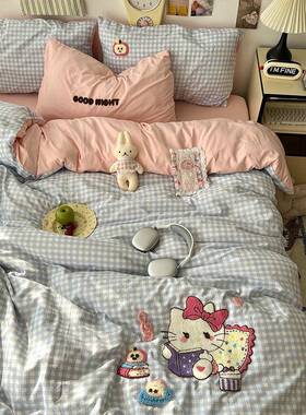 类床上用品四件套三30960纯棉全A棉单被套被罩床笠学生宿舍件床套