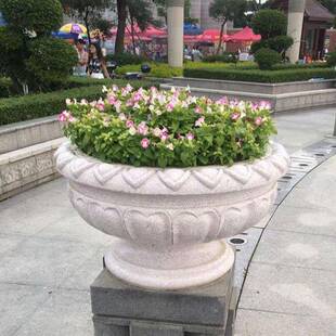 户外景摆件天然花岗岩石盆雕花花钵lyf-6485头花盆石鱼缸观青石石