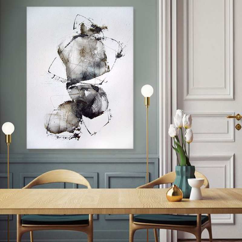 纯手绘油画现代客厅装饰玄关画立体抽象景墙画酒店客房是我床头画
