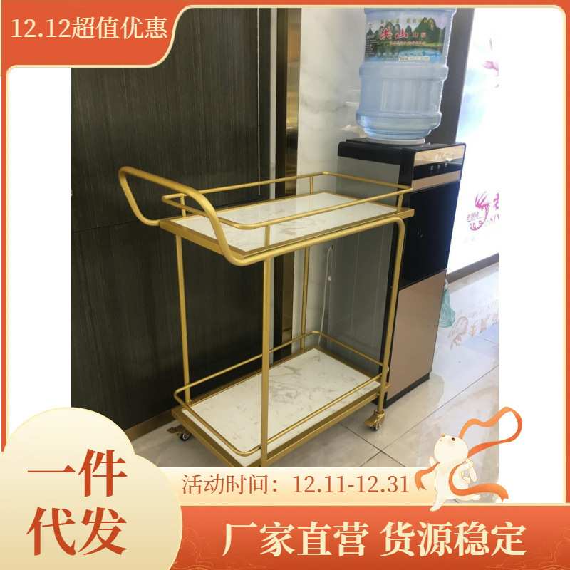 餐车欧式金色茶水车移动蛋糕小手推车大理石家用送餐车铁艺酒水车