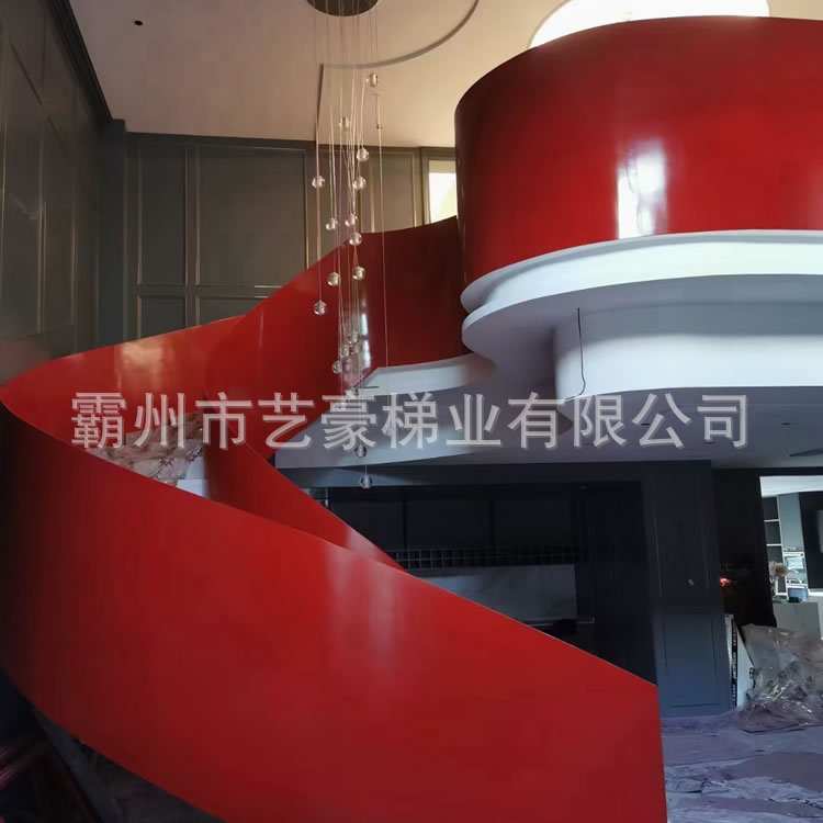 复式家用别墅中柱旋转楼梯室内家用卷板弧形铁艺楼梯量尺设计多层
