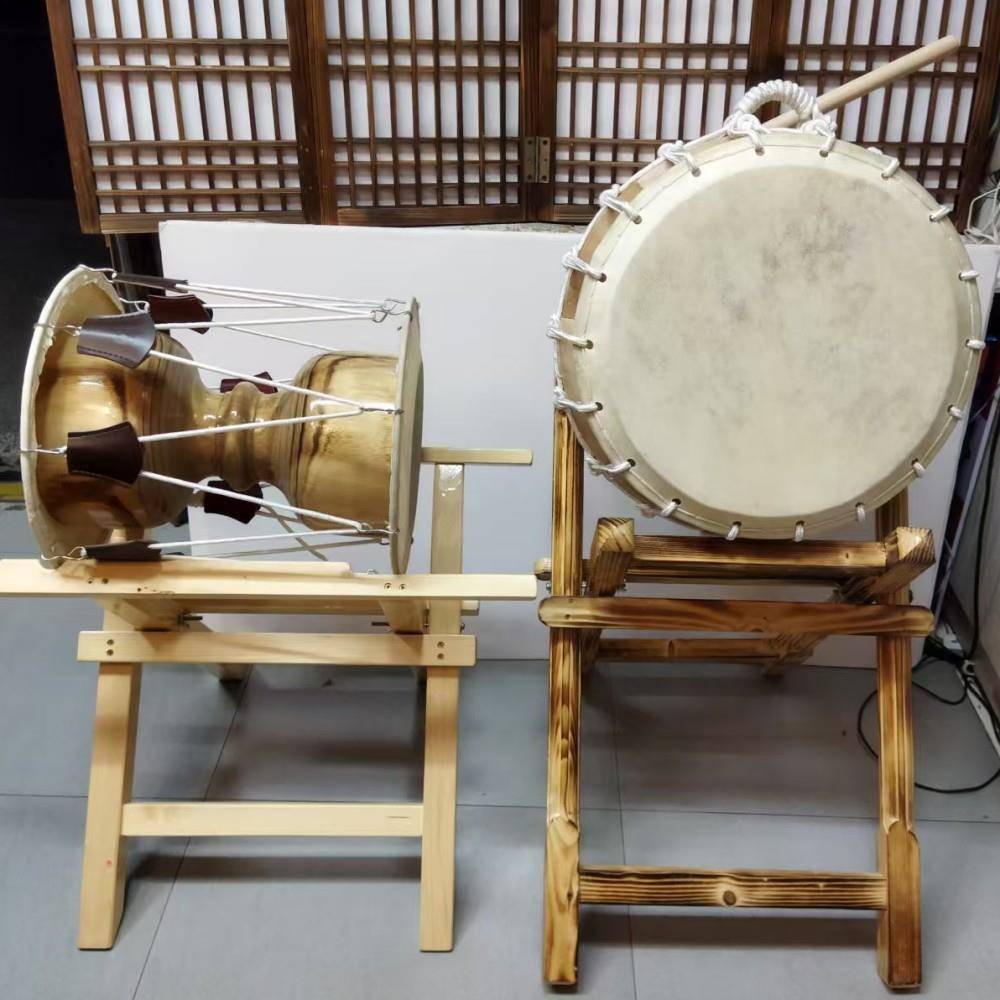 韩式创意木色长鼓农乐舞圆鼓桌面摆件/朝鲜族风格工艺品桌摆