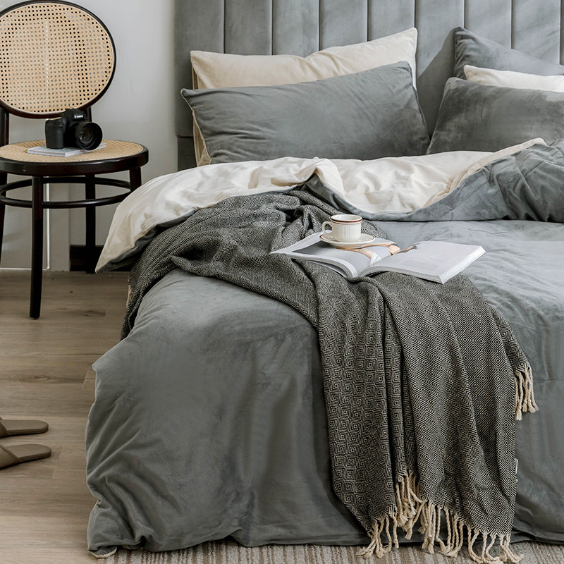 保暖床上天鹅绒法兰绒四件套秋冬季珊瑚水晶法莱加绒三4件套加厚