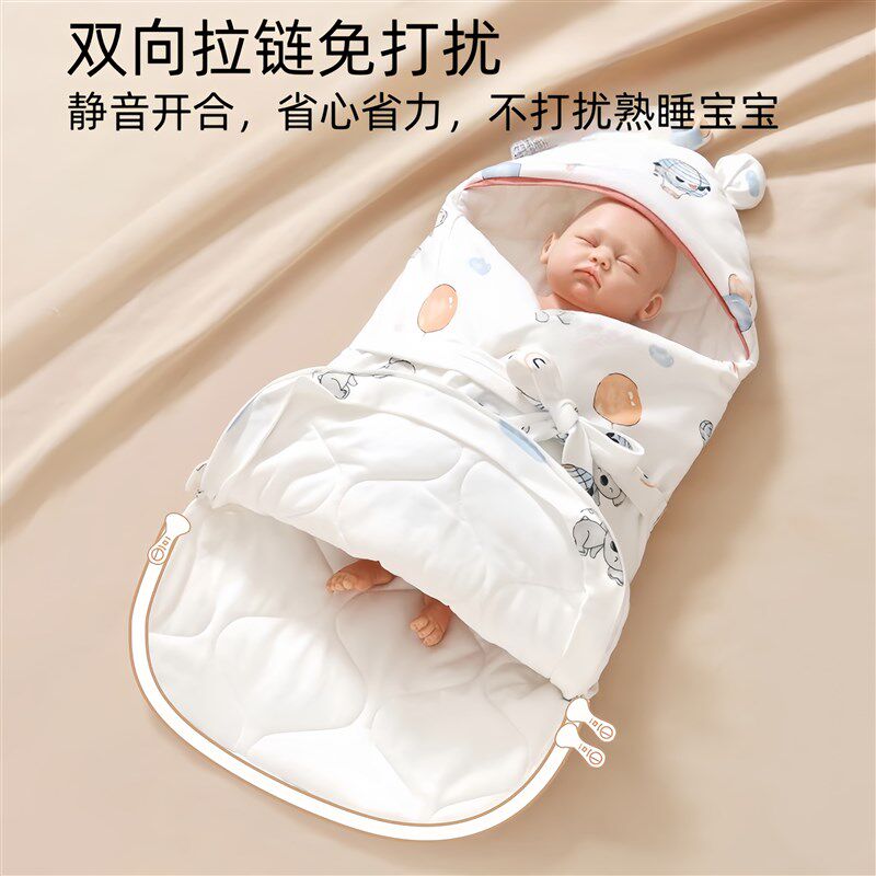 新生婴儿包被秋冬季加厚款纯棉防惊跳睡袋产房宝宝抱被一体式防踢