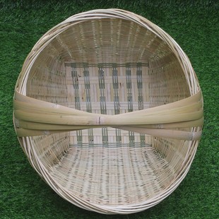 竹子编织竹制品大全竹箩筐竹编老式手工艺品手提圆篮摘菜篮鸡蛋篮
